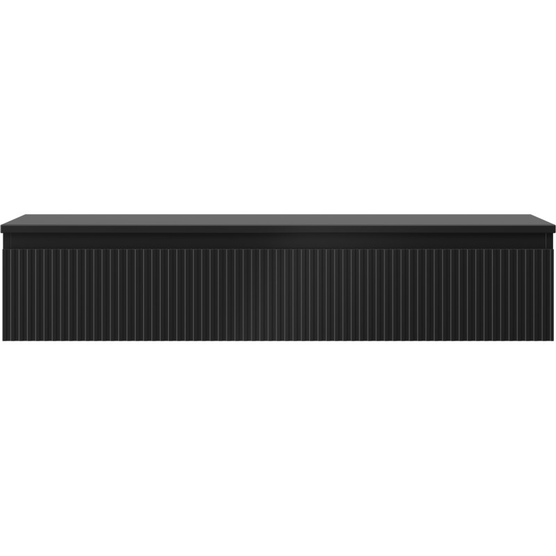 Mexen Rivel 120 cm bathroom cabinet with countertop, 1 drawer, ribbed, matte black - 91A20-12023-1-BFC71