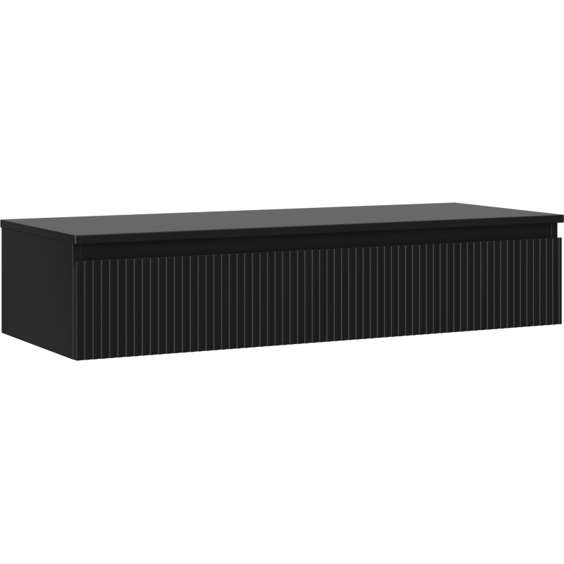 Mexen Rivel 120 cm bathroom cabinet with countertop, 1 drawer, ribbed, matte black - 91A20-12023-1-BFC71