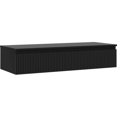 Mexen Rivel 120 cm bathroom cabinet with countertop, 1 drawer, ribbed, matte black - 91A20-12023-1-BFC71