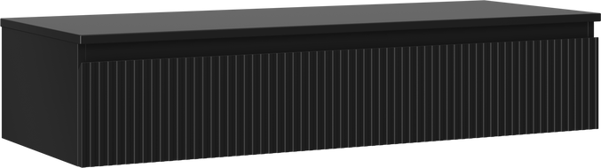 Mexen Rivel 120 cm Bathroom Cabinet with Countertop, 1 Drawer, Grooved, Matte Black - 91A20-12023-1-BFC71
