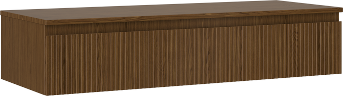 Mexen Rivel bathroom cabinet under sink 120 cm with countertop, 1 drawer, ribbed, walnut - 91A20-12023-1-BFC86