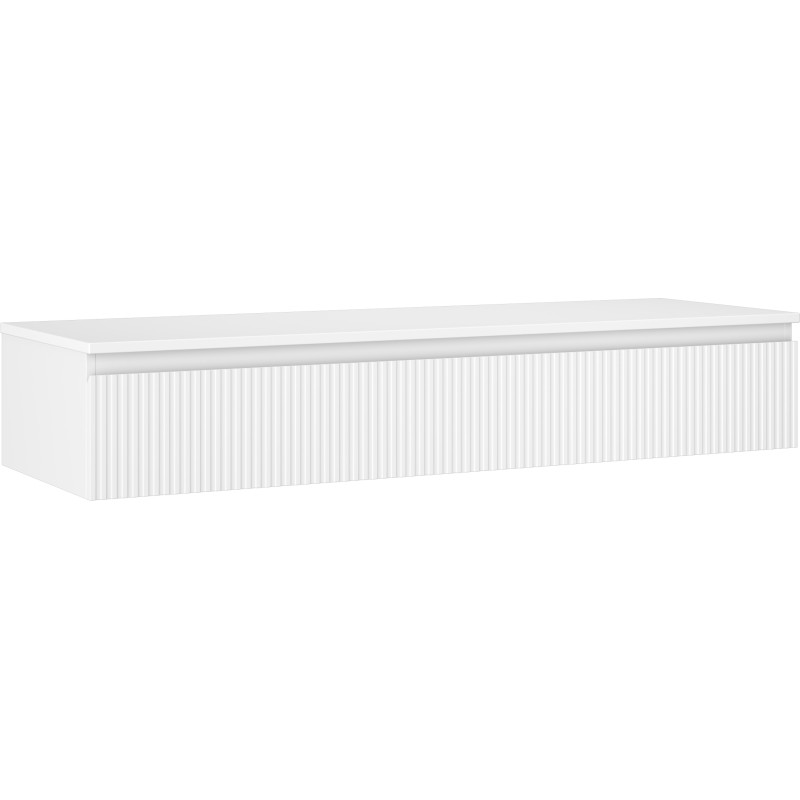 Mexen Rivel bathroom cabinet with countertop 140 cm, 1 drawer, grooved, matte white - 91A20-14023-1-BFC01