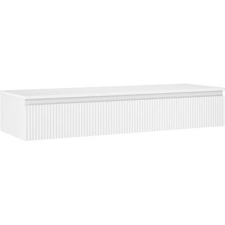 Mexen Rivel 140 cm Bathroom Cabinet with Countertop, 1 Drawer, Fluted, Matte White - 91A20-14023-1-BFC01