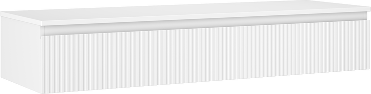 Mexen Rivel 140 cm Bathroom Cabinet with Countertop, 1 Drawer, Fluted, Matte White - 91A20-14023-1-BFC01