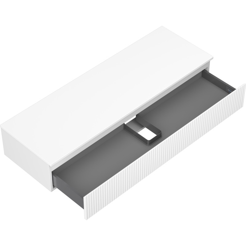 Mexen Rivel bathroom cabinet with countertop 140 cm, 1 drawer, grooved, matte white - 91A20-14023-1-BFC01