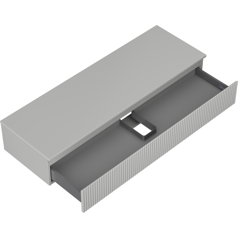 Mexen Rivel bathroom cabinet under sink 140 cm with countertop, 1 drawer, grooved, matte grey - 91A20-14023-1-BFC62