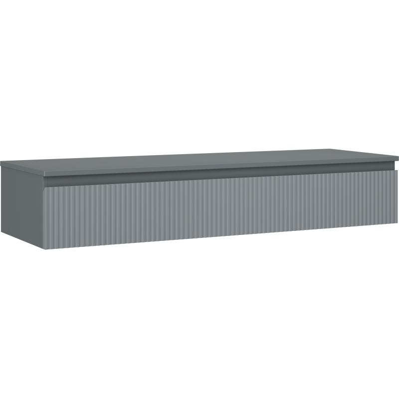 Mexen Rivel bathroom vanity cabinet 140 cm with countertop, 1 drawer, grooved, graphite matte - 91A20-14023-1-BFC66