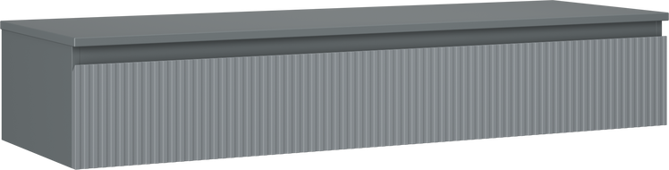 Mexen Rivel 140 cm under-sink bathroom cabinet with countertop, 1 drawer, fluted, matte graphite - 91A20-14023-1-BFC66