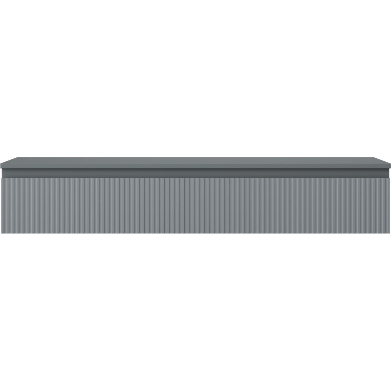 Mexen Rivel 140 cm under-sink bathroom cabinet with countertop, 1 drawer, fluted, matte graphite - 91A20-14023-1-BFC66