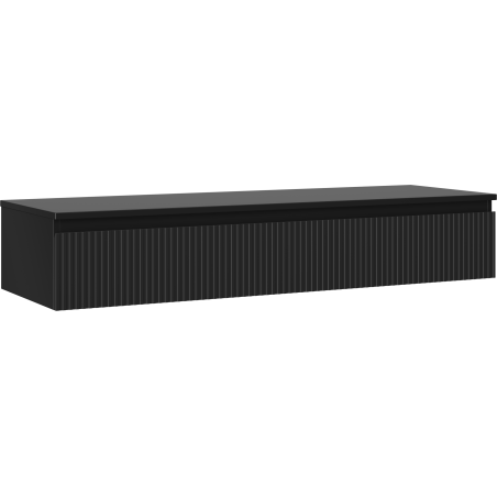 Mexen Rivel bathroom cabinet under-sink 140 cm with countertop, 1 drawer, fluted, matte black - 91A20-14023-1-BFC71
