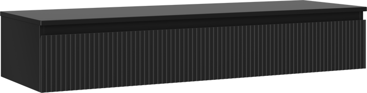Mexen Rivel bathroom cabinet under-sink 140 cm with countertop, 1 drawer, fluted, matte black - 91A20-14023-1-BFC71