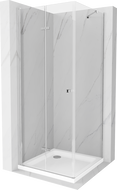 Mexen Lima folding shower cubicle 70 x 70 cm, Transparent, Chrome + shower tray Flat - 856-070-070-01-00-4010