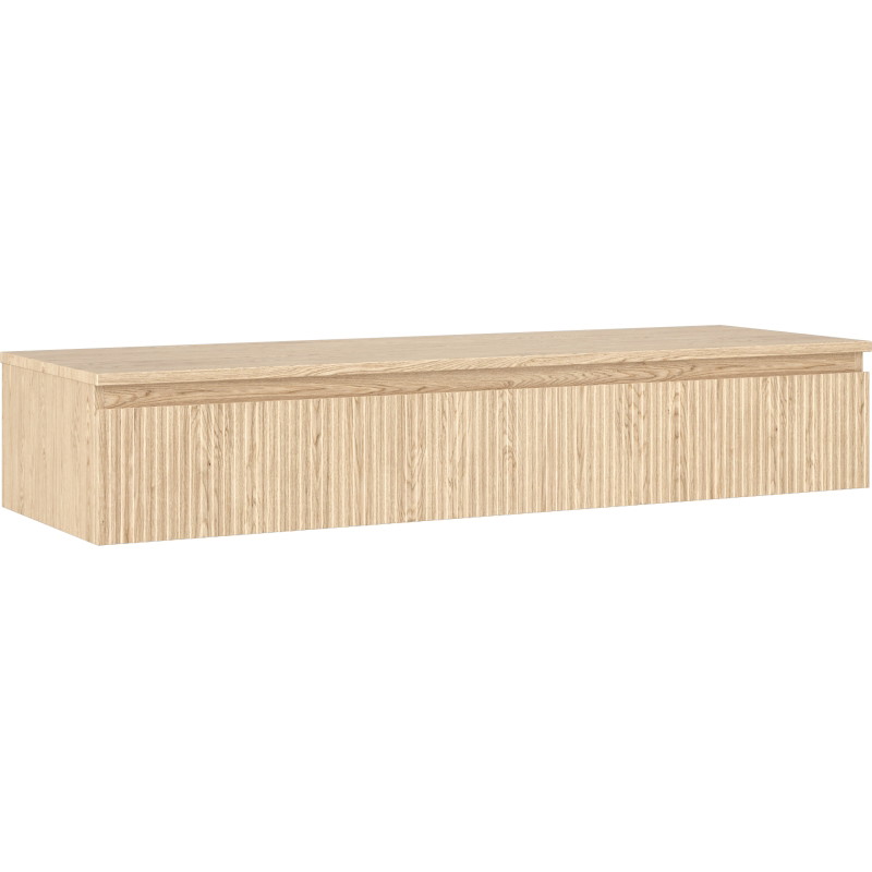 Mexen Rivel 140 cm bathroom cabinet with countertop, 1 drawer, fluted, oak - 91A20-14023-1-BFC81