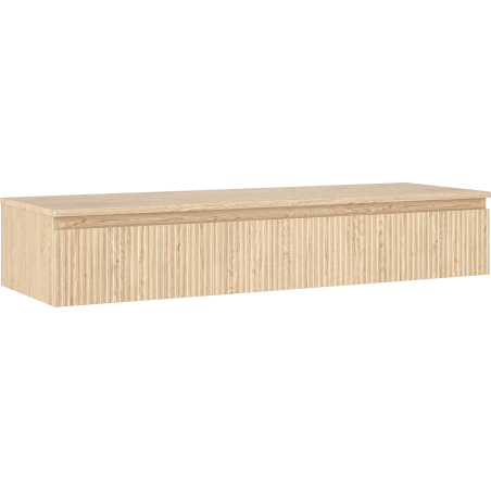 Mexen Rivel bathroom vanity cabinet 140 cm with countertop, 1 drawer, grooved, oak - 91A20-14023-1-BFC81