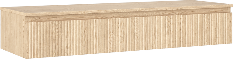Mexen Rivel 140 cm bathroom cabinet with countertop, 1 drawer, fluted, oak - 91A20-14023-1-BFC81