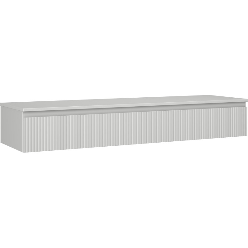 Mexen Rivel 160 cm under-sink bathroom cabinet with countertop, 1 drawer, ribbed, matte gray - 91A20-16023-1-BFC62