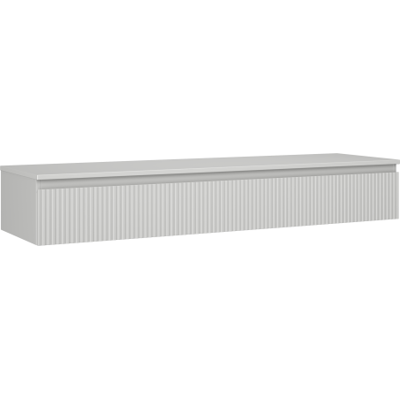 Mexen Rivel 160 cm under-sink bathroom cabinet with countertop, 1 drawer, ribbed, matte gray - 91A20-16023-1-BFC62
