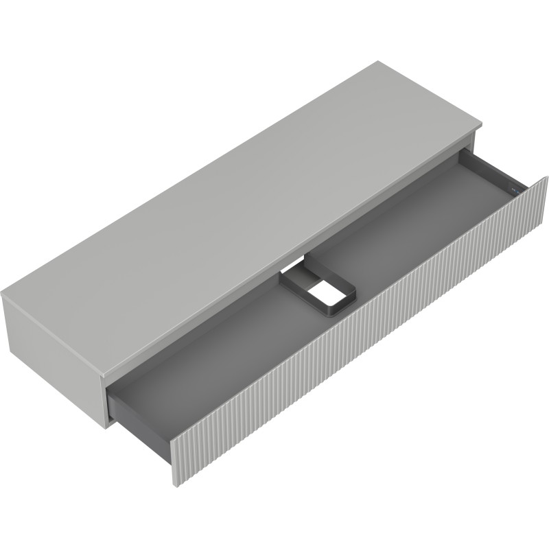 Mexen Rivel 160 cm under-sink bathroom cabinet with countertop, 1 drawer, ribbed, matte gray - 91A20-16023-1-BFC62