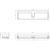 Mexen Rivel bathroom cabinet under-sink 160 cm with countertop, 1 drawer, grooved, matte graphite - 91A20-16023-1-BFC66