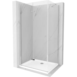 Mexen Lima folding shower cubicle 80 x 70 cm, Transparent, Chrome + shower tray Flat - 856-080-070-01-00-4010