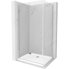 Mexen Lima folding shower cubicle 80 x 70 cm, Transparent, Chrome + shower tray Flat - 856-080-070-01-00-4010