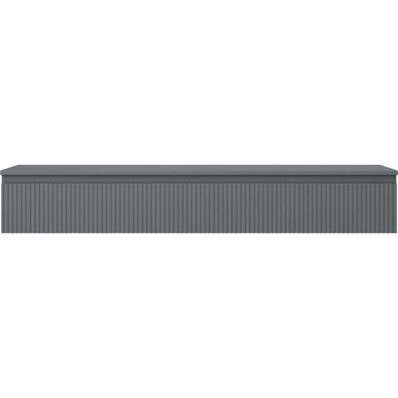 Mexen Rivel bathroom cabinet under-sink 160 cm with countertop, 1 drawer, grooved, matte graphite - 91A20-16023-1-BFC66