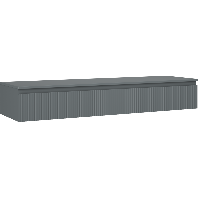 Mexen Rivel bathroom cabinet under-sink 160 cm with countertop, 1 drawer, fluted, matte graphite - 91A20-16023-1-BFC66