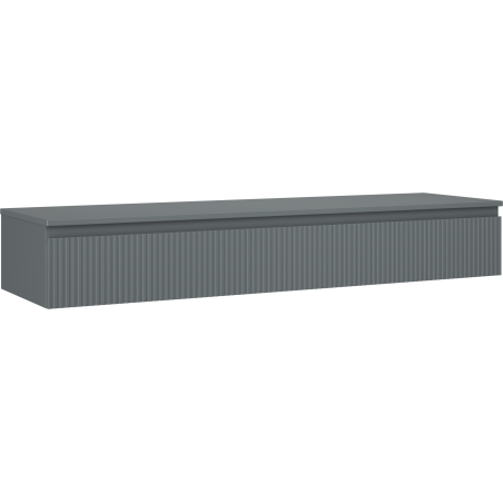 Mexen Rivel bathroom cabinet under-sink 160 cm with countertop, 1 drawer, fluted, matte graphite - 91A20-16023-1-BFC66