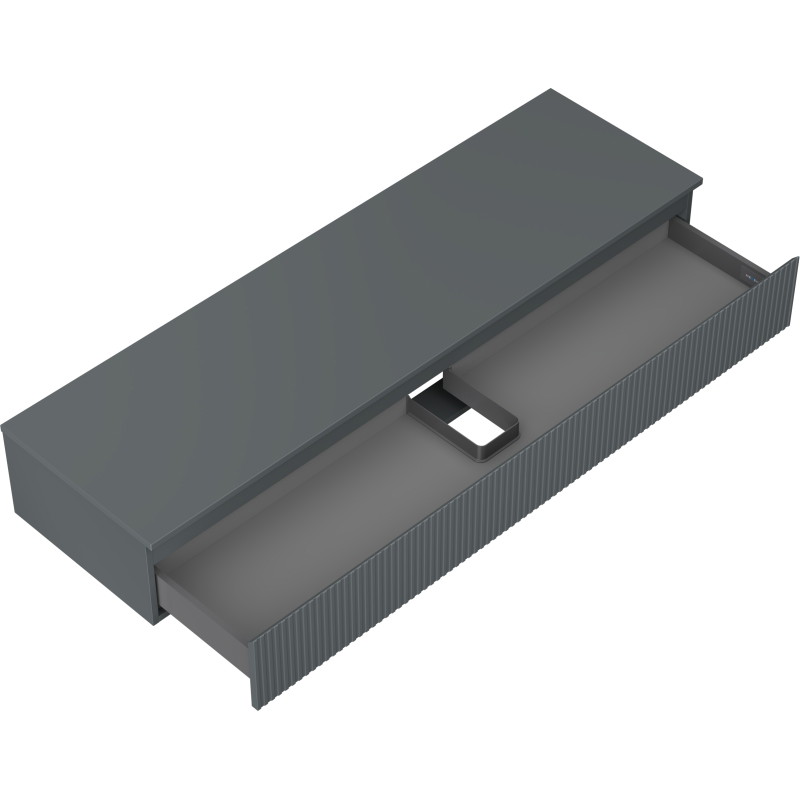 Mexen Rivel bathroom cabinet under-sink 160 cm with countertop, 1 drawer, grooved, matte graphite - 91A20-16023-1-BFC66