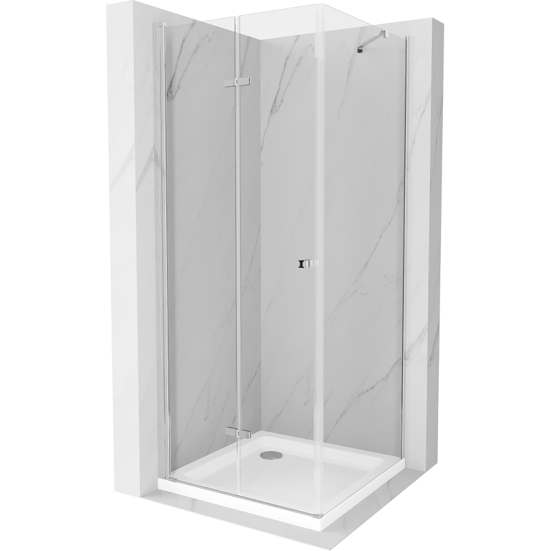Mexen Lima folding shower cabin 80 x 80 cm, transparent, chrome + Flat tray - 856-080-080-01-00-4010