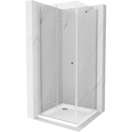 Mexen Lima folding shower cabin 80 x 80 cm, transparent, chrome + Flat tray - 856-080-080-01-00-4010