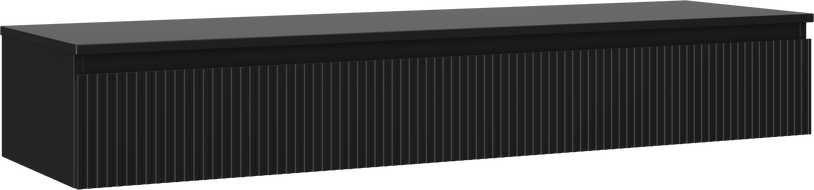Mexen Rivel 160 cm Bathroom Cabinet with Worktop, 1 Drawer, Ribbed, Black Matte - 91A20-16023-1-BFC71