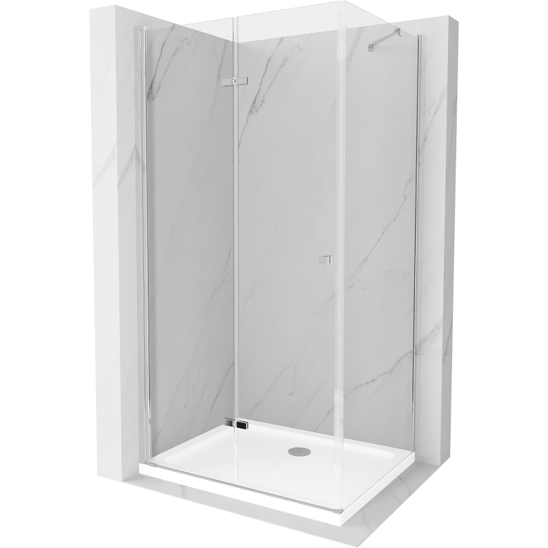 Mexen Lima folding shower cabin 80 x 90 cm, transparent, chrome + Flat tray - 856-080-090-01-00-4010