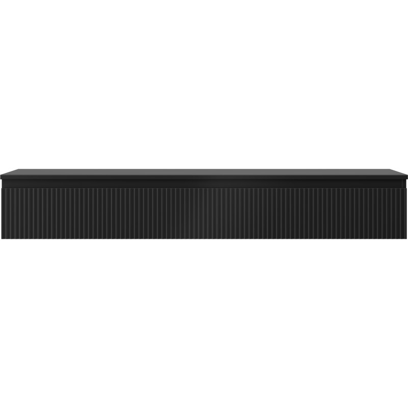 Mexen Rivel bathroom cabinet under sink 160 cm with countertop, 1 drawer, grooved, matte black - 91A20-16023-1-BFC71