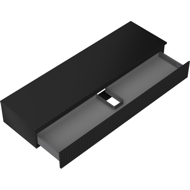 Mexen Rivel bathroom cabinet under sink 160 cm with countertop, 1 drawer, grooved, matte black - 91A20-16023-1-BFC71