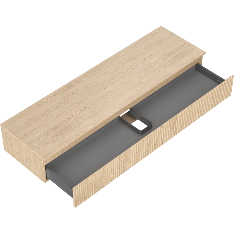 Mexen Rivel bathroom cabinet 160 cm with countertop, 1 drawer, grooved, oak - 91A20-16023-1-BFC81