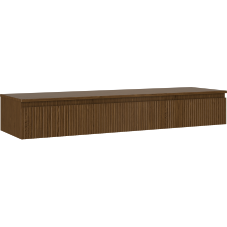 Mexen Rivel 160 cm Bathroom Cabinet with Countertop, 1 Drawer, Grooved, Walnut - 91A20-16023-1-BFC86