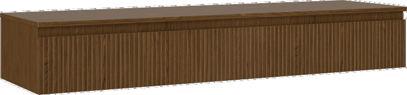 Mexen Rivel 160 cm Bathroom Cabinet with Countertop, 1 Drawer, Grooved, Walnut - 91A20-16023-1-BFC86
