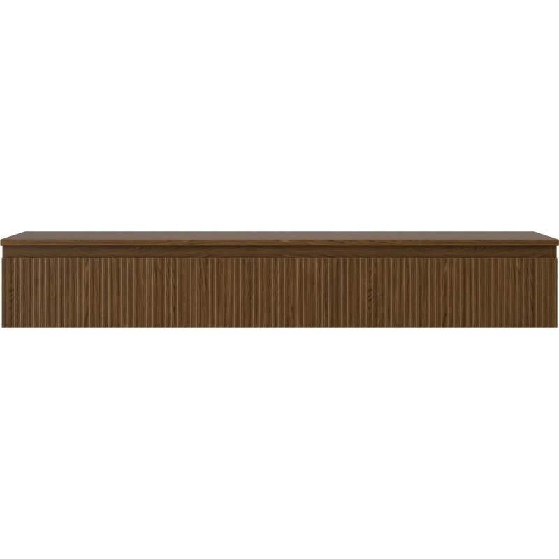 Mexen Rivel bathroom vanity cabinet 160 cm with countertop, 1 drawer, grooved, walnut - 91A20-16023-1-BFC86