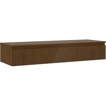 Mexen Rivel bathroom cabinet under-sink 140 cm with countertop, 1 drawer, grooved, walnut - 91A20-14023-1-BFC86