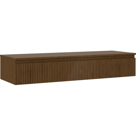 Mexen Rivel bathroom cabinet with countertop 140 cm with 1 drawer, fluted, walnut - 91A20-14023-1-BFC86