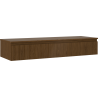 Mexen Rivel bathroom cabinet under-sink 140 cm with countertop, 1 drawer, grooved, walnut - 91A20-14023-1-BFC86