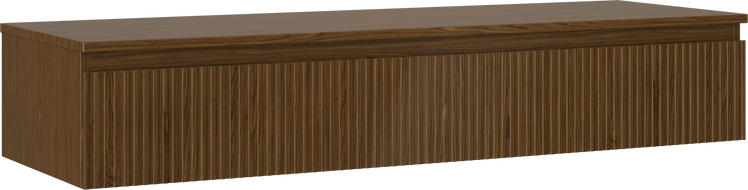 Mexen Rivel bathroom cabinet with countertop 140 cm with 1 drawer, fluted, walnut - 91A20-14023-1-BFC86