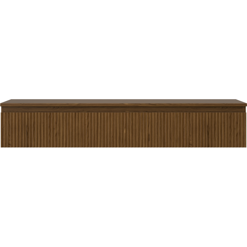 Mexen Rivel bathroom cabinet with countertop 140 cm with 1 drawer, fluted, walnut - 91A20-14023-1-BFC86