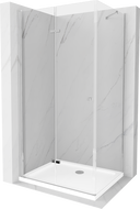 Mexen Lima folding shower cubicle 100 x 70 cm, Transparent, Chrome + shower tray Flat - 856-100-070-01-00-4010