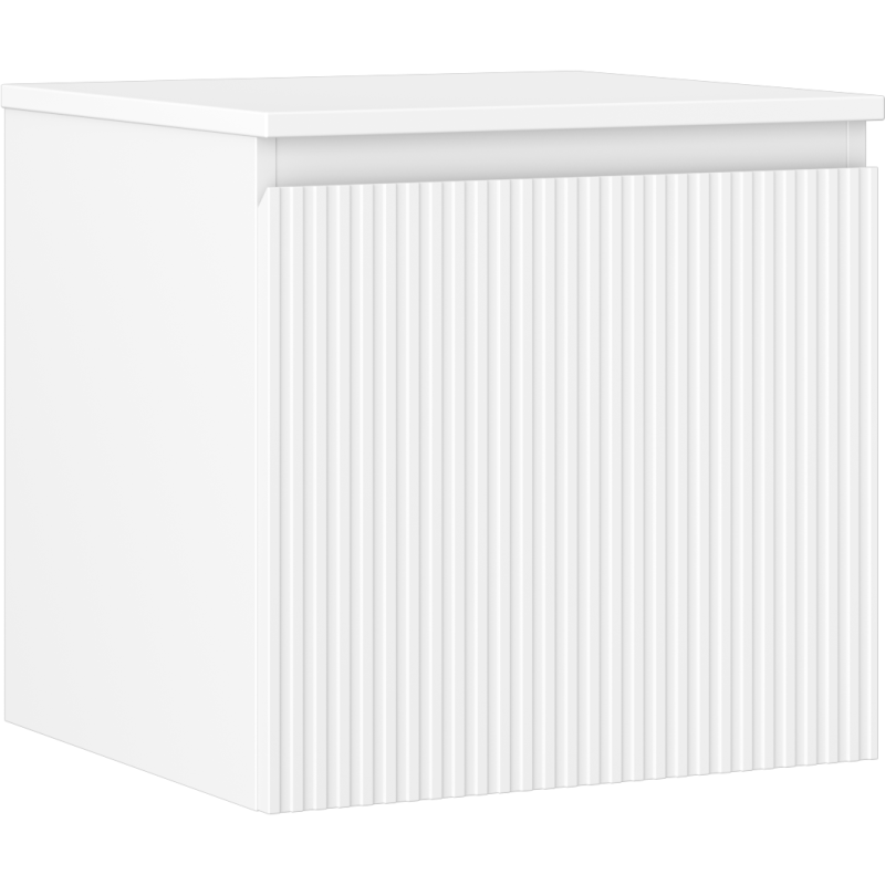 Mexen Rivel bathroom cabinet under washbasin 50 cm with countertop, 1 drawer, grooved, matte white - 91A20-05047-1-BFC01