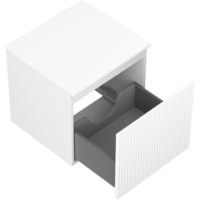 Mexen Rivel bathroom cabinet for washbasin 50 cm with countertop, 1 drawer, grooved, white matt - 91A20-05047-1-BFC01