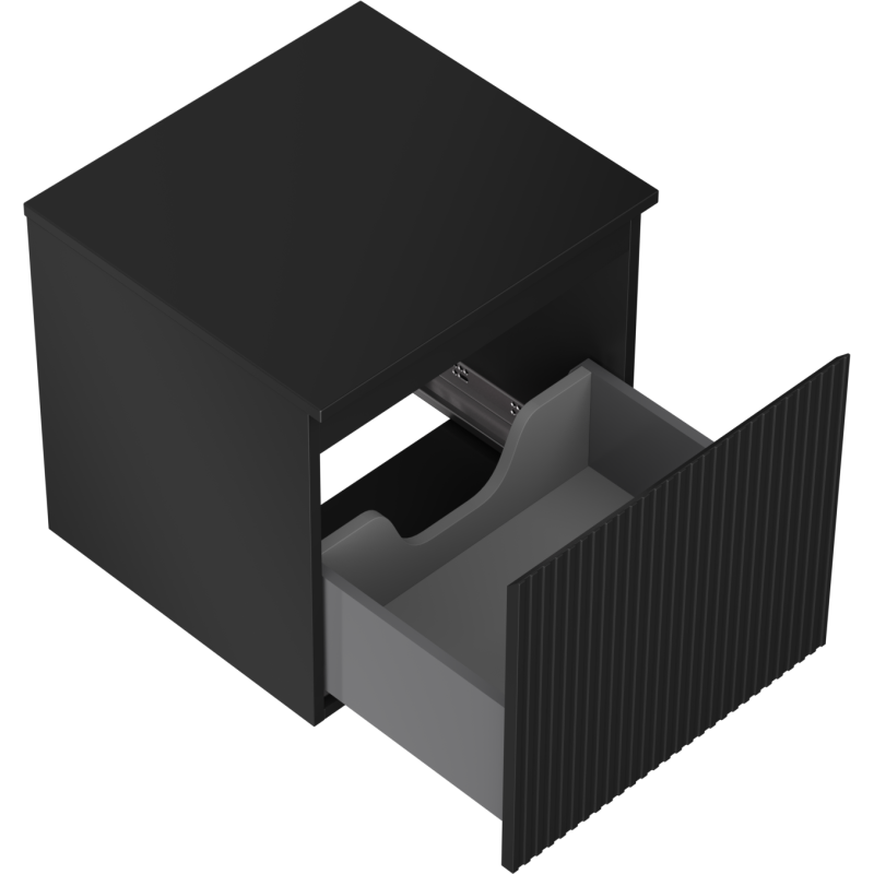 Mexen Rivel 50 cm Bathroom Cabinet with Countertop, 1 Drawer, Grooved, Black Matte - 91A20-05047-1-BFC71