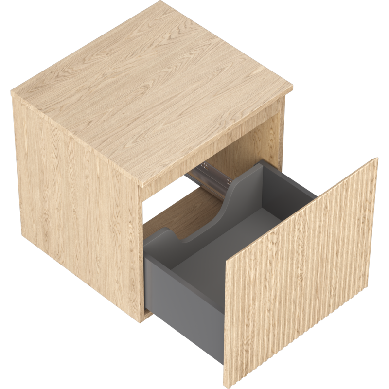 Mexen Rivel bathroom cabinet under sink 50 cm with countertop, 1 drawer, fluted, oak - 91A20-05047-1-BFC81