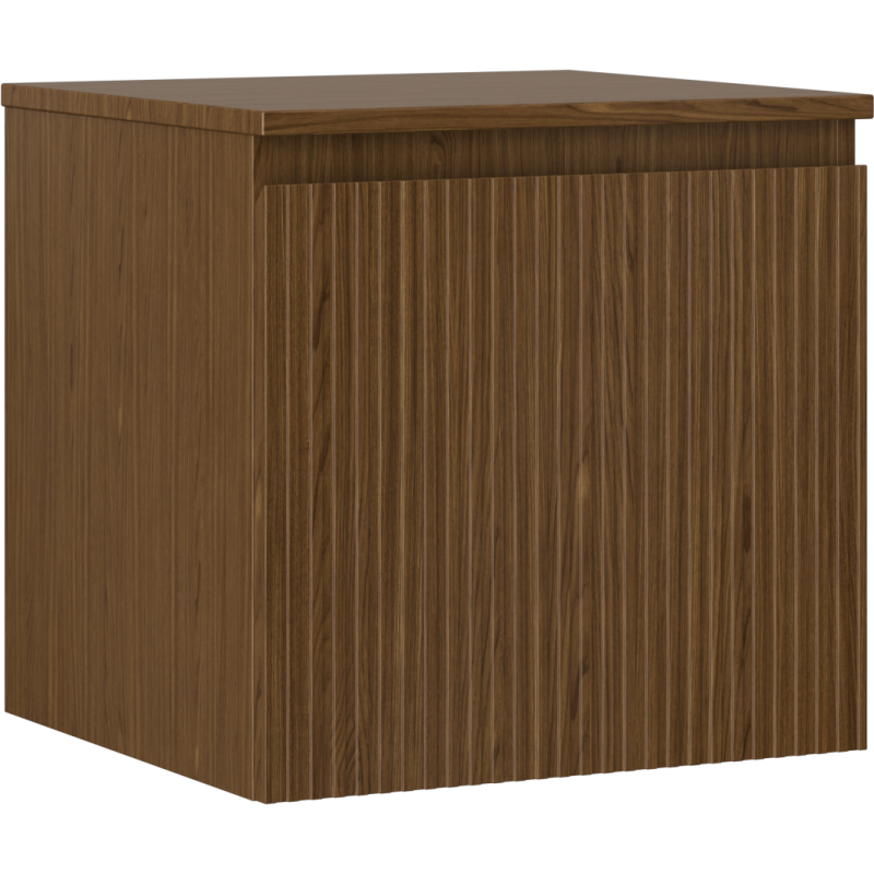 Mexen Rivel bathroom vanity cabinet 50 cm with countertop, 1 drawer, fluted, walnut - 91A20-05047-1-BFC86